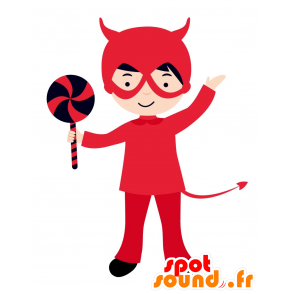 Mascotte bambino vestito da diavolo rosso - MASFR030571 - Mascotte 2D / 3D