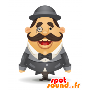 Mascotte d'homme moustachu, habillé d'un costume élégant - MASFR030572 - Mascottes 2D/3D