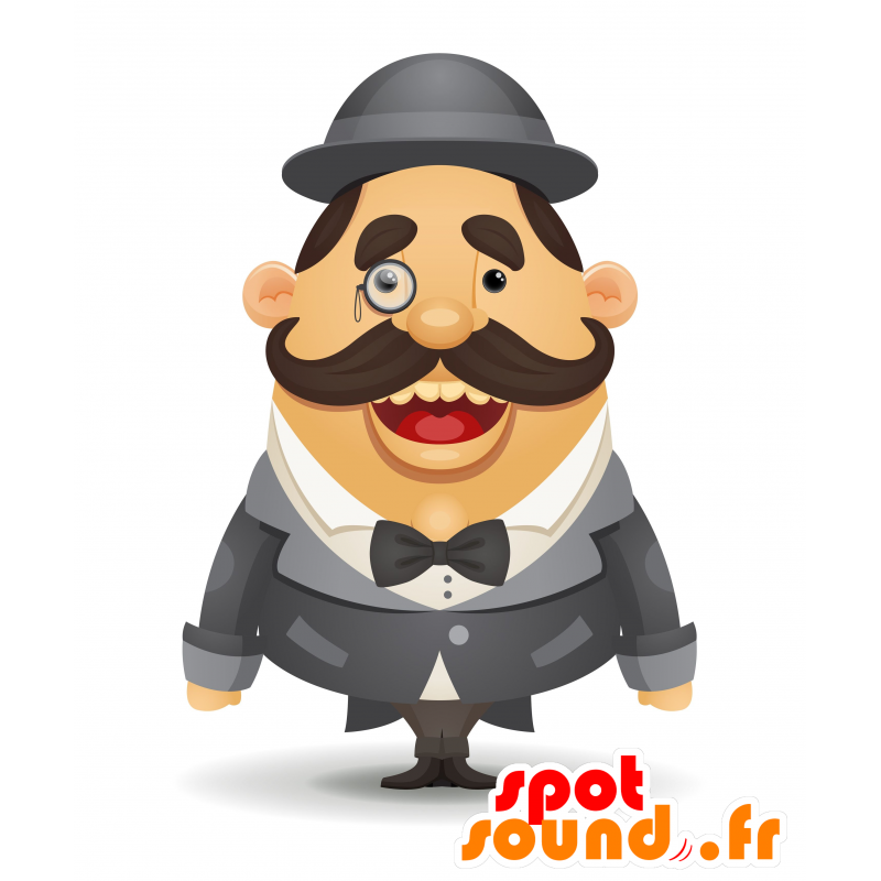 Mascot homem de bigode, vestido com um terno elegante - MASFR030572 - 2D / 3D mascotes