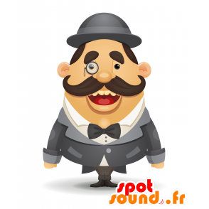 Maskot knírem muž, oblečený v elegantním obleku - MASFR030572 - 2D / 3D Maskoti