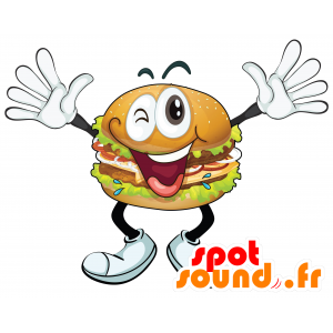 Mascot giant hamburger and fun - MASFR030581 - 2D / 3D mascots