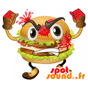 Giant hamburger mascotte, de opgewonden - MASFR030582 - 2D / 3D Mascottes