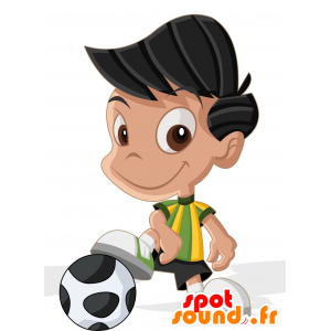 Mascot kleiner Junge gekleidet in Fußballabnutzung - MASFR030586 - 2D / 3D Maskottchen