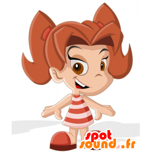 Dressed girl mascot a striped dress - MASFR030587 - 2D / 3D mascots