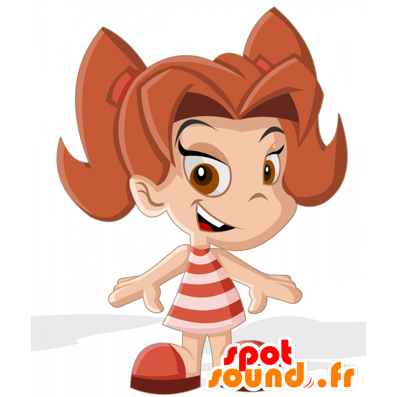 Dressed girl mascot a striped dress - MASFR030587 - 2D / 3D mascots