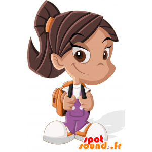 La mascota de la colegiala de la muchacha sonriente - MASFR030588 - Mascotte 2D / 3D