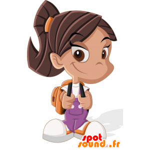 Mascotte studentessa di ragazza sorridente - MASFR030588 - Mascotte 2D / 3D