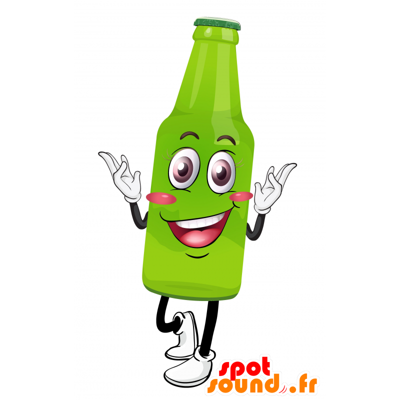 Mascotte de bouteille en verre, géante et souriante - MASFR030591 - Mascottes 2D/3D