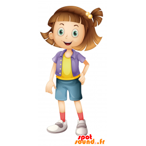 Ragazza mascotte, carino e allegro - MASFR030595 - Mascotte 2D / 3D