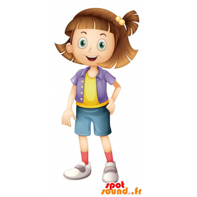 Mascote menina, bonito e alegre - MASFR030595 - 2D / 3D mascotes