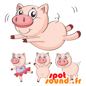 Mascot vaaleanpunainen sika, jättiläinen ja hauskaa - MASFR030596 - Mascottes 2D/3D