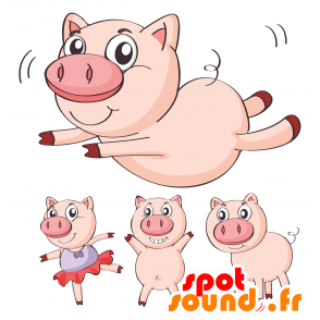 Mascotte de cochon rose, géant et amusant - MASFR030596 - Mascottes 2D/3D