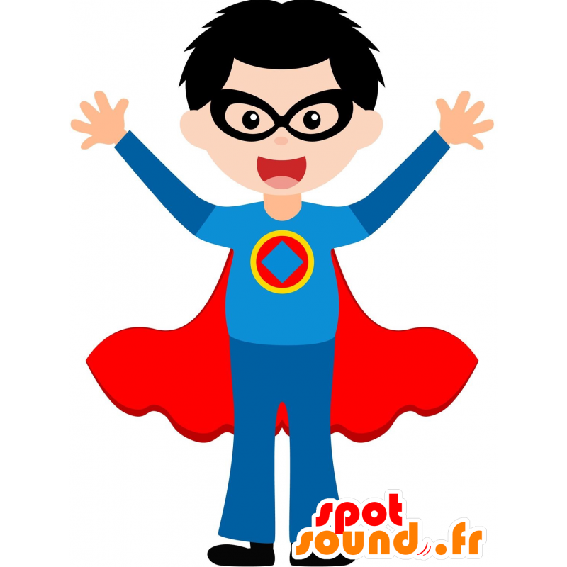 Traje de la mascota del muchacho del super héroe - MASFR030598 - Mascotte 2D / 3D