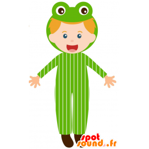 Mascotte d'enfant déguisé en grenouille verte - MASFR030599 - Mascottes 2D/3D