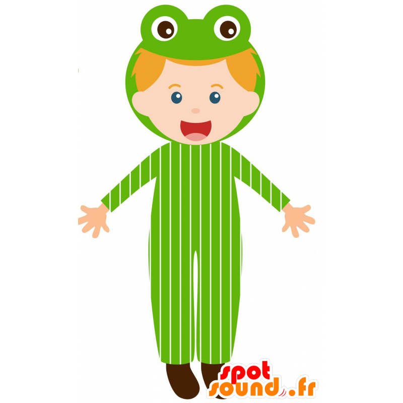 Mascotte bambino vestito in rana verde - MASFR030599 - Mascotte 2D / 3D