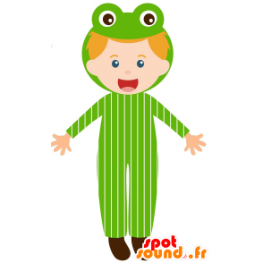 La mascota de niño vestido de la rana verde - MASFR030599 - Mascotte 2D / 3D