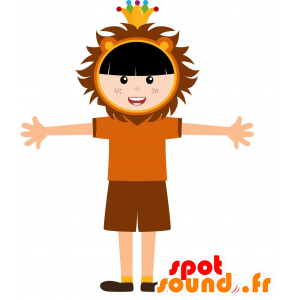 Children dressed in brown lion mascot - MASFR030601 - 2D / 3D mascots