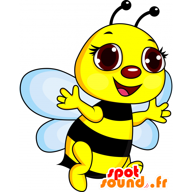 La mascota de la abeja gigante, negro y amarillo, niño - MASFR030604 - Mascotte 2D / 3D