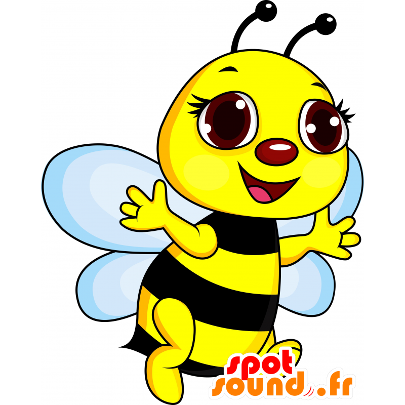 Maskottchen-Riese Biene, schwarz und gelb, Kind - MASFR030604 - 2D / 3D Maskottchen