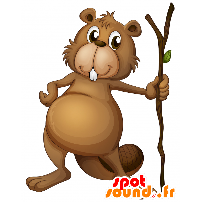 Brown beaver mascot, cute, hairy - MASFR030606 - 2D / 3D mascots