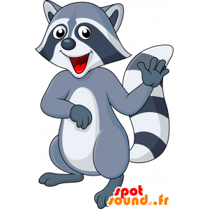 Bicolor mascota mapache mapache, lindo, peludo - MASFR030608 - Mascotte 2D / 3D