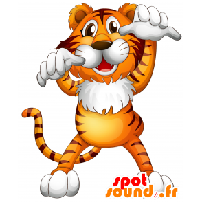 Orange tiger maskot, brun og hvit, veldig morsomt - MASFR030609 - 2D / 3D Mascots