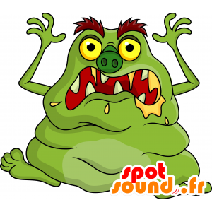 Green monster mascot, terrible and funny - MASFR030611 - 2D / 3D mascots