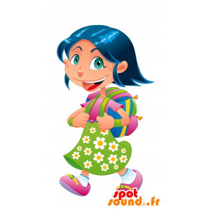 Zeer lachend meisje mascotte. Mascot schoolmeisje - MASFR030612 - 2D / 3D Mascottes