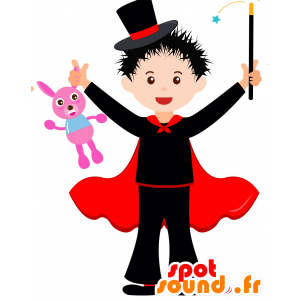 Mascotte de magicien avec une grande cape rouge - MASFR030613 - Mascottes 2D/3D