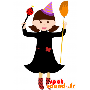 Mascote da bruxa com um vestido preto - MASFR030617 - 2D / 3D mascotes