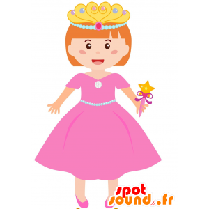 Princesa de la mascota vestida con vestido rosa - MASFR030618 - Mascotte 2D / 3D