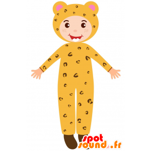 Kind mascotte gekleed in geel en zwart katachtige - MASFR030619 - 2D / 3D Mascottes