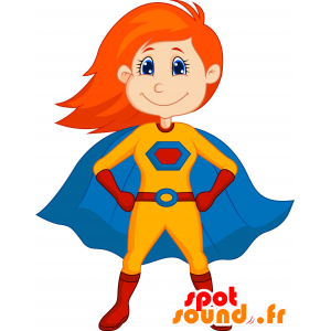 Rødhåret pige maskot i superhelt outfit - Spotsound maskot