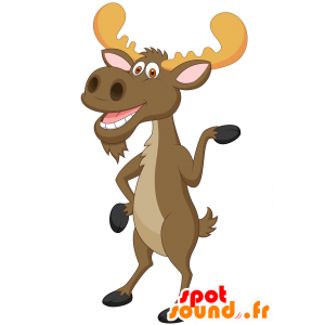 Alces caribú mascota con madera grande - MASFR030627 - Mascotte 2D / 3D
