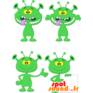 Green alien mascot with yellow eyes - MASFR030631 - 2D / 3D mascots