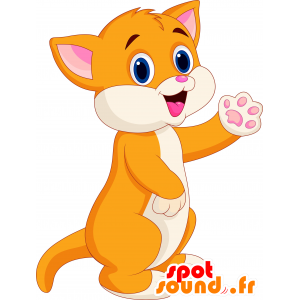 Arancione e mascotte gatto bianco, carino e dolce - MASFR030632 - Mascotte 2D / 3D