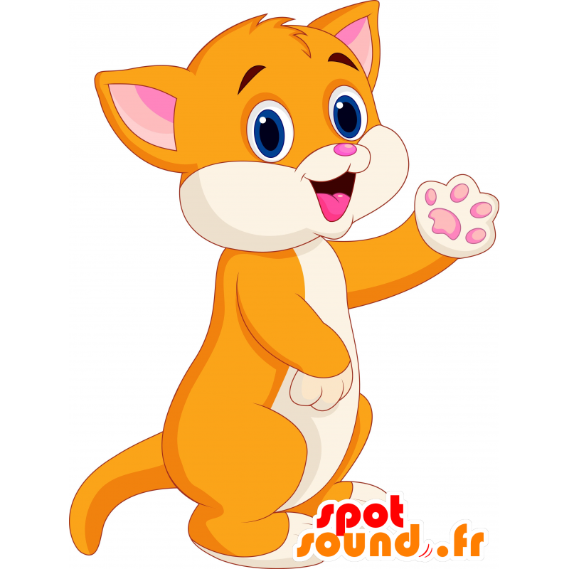 Naranja y la mascota gato blanco, lindo y dulce - MASFR030632 - Mascotte 2D / 3D