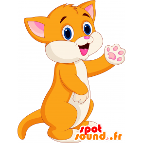 Naranja y la mascota gato blanco, lindo y dulce - MASFR030632 - Mascotte 2D / 3D