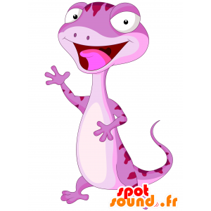 Dinosaurio mascota de color rosa, blanco y rojo, muy divertido - MASFR030634 - Mascotte 2D / 3D