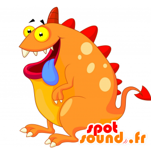 Mascota de la criatura de color naranja y rojo. la mascota del monstruo - MASFR030635 - Mascotte 2D / 3D