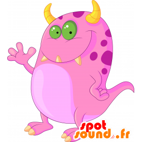 Mascot monster rosa prikker, med horn - MASFR030636 - 2D / 3D Mascots