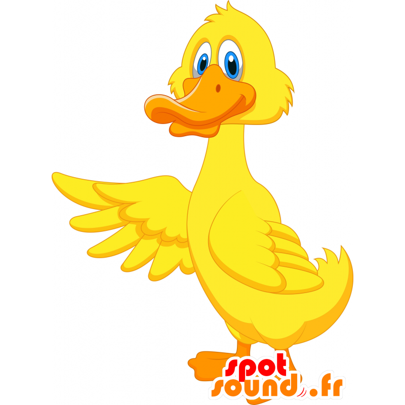 Gelbe Ente Maskottchen und Orange, Riese - MASFR030638 - 2D / 3D Maskottchen