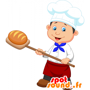Bäcker-Maskottchen mit einem Barett und Schürze - MASFR030640 - 2D / 3D Maskottchen