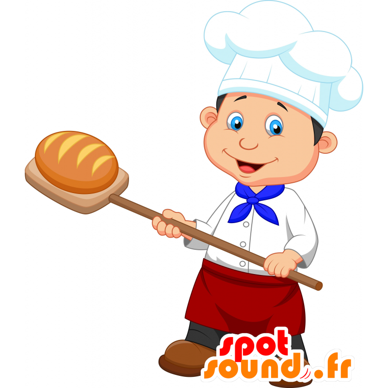 Mascotte de boulanger avec une toque et un tablier - MASFR030640 - Mascottes 2D/3D