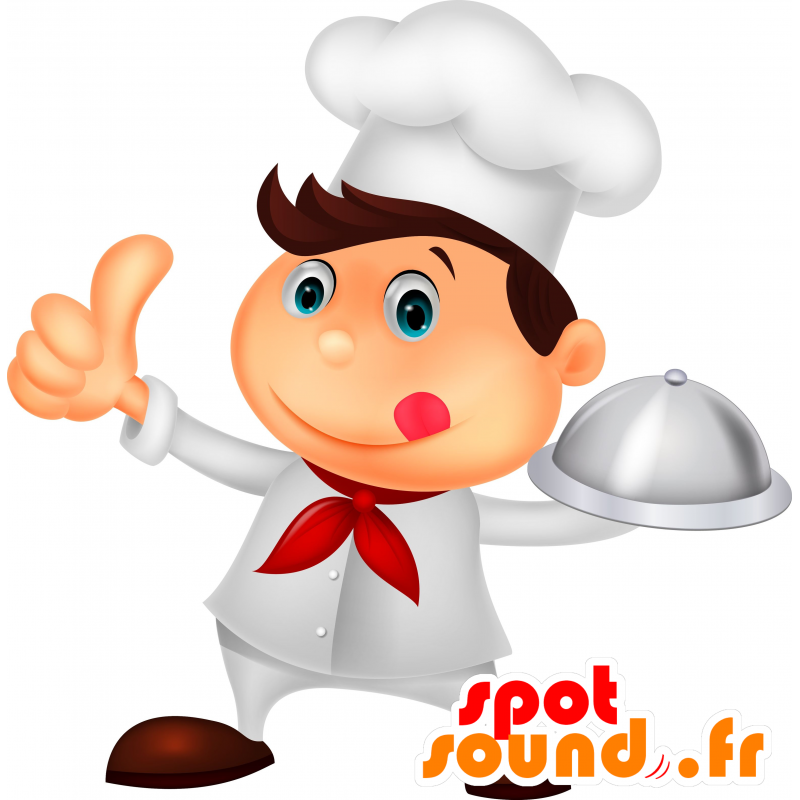Koch-Maskottchen mit einem Barett - MASFR030643 - 2D / 3D Maskottchen