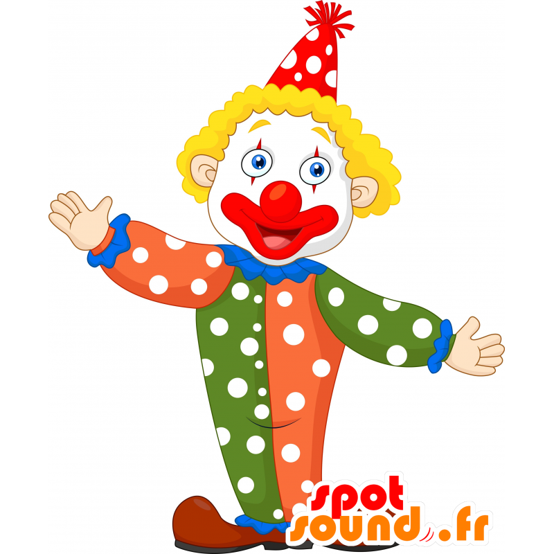 Mascotte de clown, très coloré. Mascotte de cirque - MASFR030645 - Mascottes 2D/3D