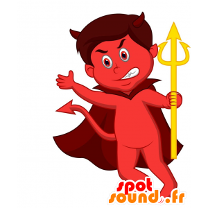 Mascotte de diable rouge avec une cape et des cornes - MASFR030648 - Mascottes 2D/3D
