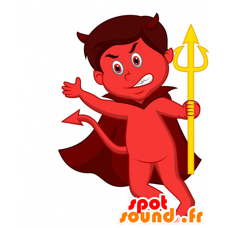 Mascotte de diable rouge avec une cape et des cornes - MASFR030648 - Mascottes 2D/3D