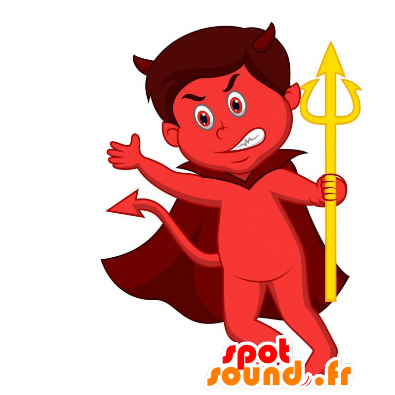 Mascot rød djevel med en cape og horn - MASFR030648 - 2D / 3D Mascots