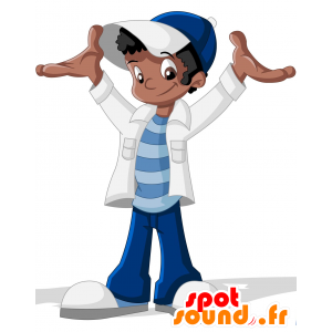 Mascot teenager of African, with a cap - MASFR030650 - 2D / 3D mascots